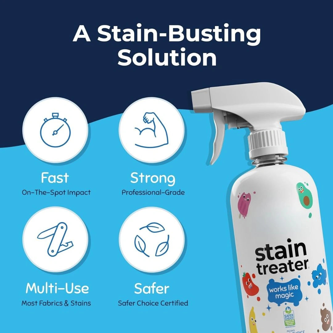 Spray treating food stain on kids clothes